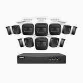 EL200 - 1080p 16 Kanal außen Kabelgebunden Überwachungskamera-Set mit 12 Kameras, intelligenter DVR mit Erkennung von Menschen & Fahrzeugen, 20 Meter Infrarot-Nachtsicht, 4-in-1-Ausgangssignal, IP67